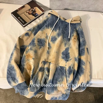 

Autumn New Hip Hop Hoodies Men Fashion Tie Dyed Printing Casual Hooded Sweatshirt Men Streetwear Wild Loose Hoodie Man Hoody