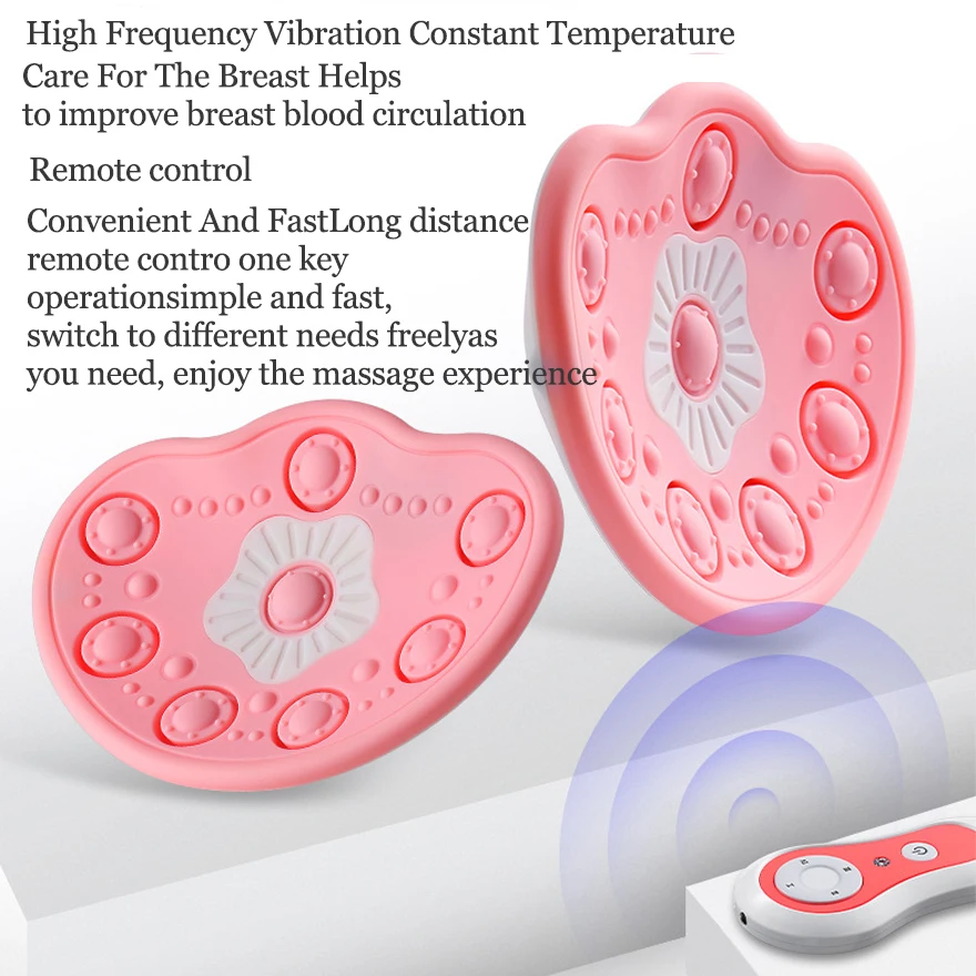 Breast Massage Pads with Hot Compress Wireless Vibration Chest