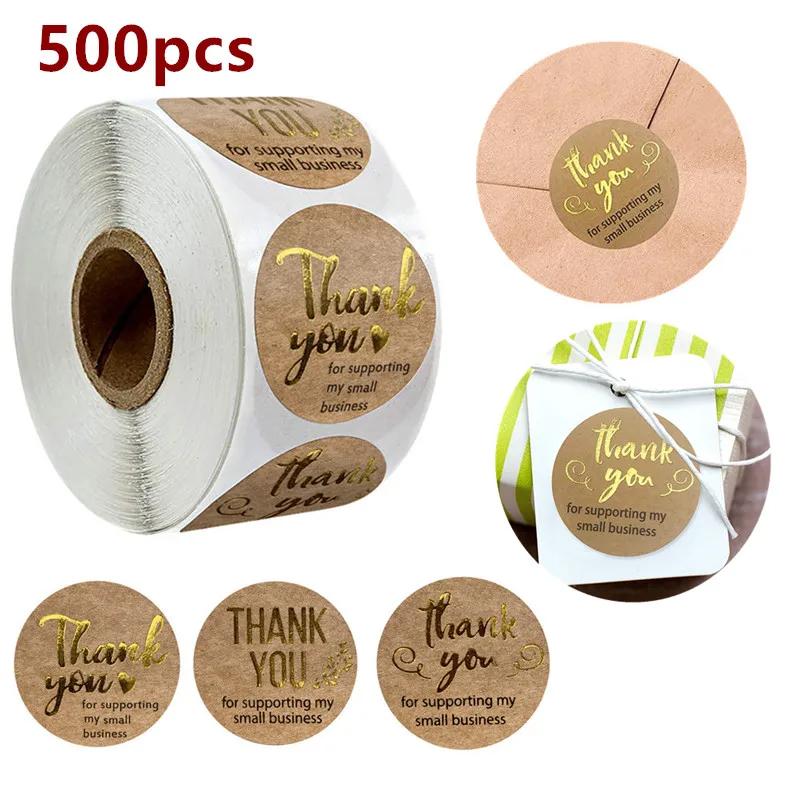 

500pcs/roll Thank You Stickers Seal Labels Scrapbook Round Handmade Sticker Package Seal for Envelope Gift Wedding Stationery