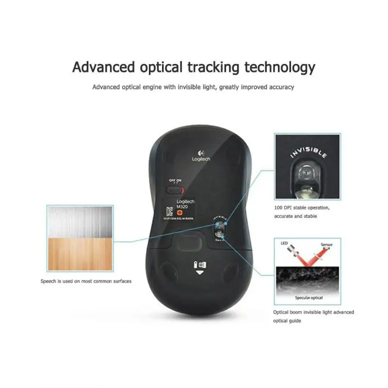 Игровая мышь logitech M320 3 кнопки беспроводной нано приемник 1000 dpi 2,4 ГГц оптическая мышь
