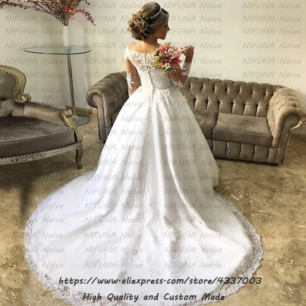 Vestido De Noiva Princesa винтажное арабское свадебное платье китайские свадебные платья Великолепное Кружевное Свадебное платье с длинными рукавами es Robe Mariage