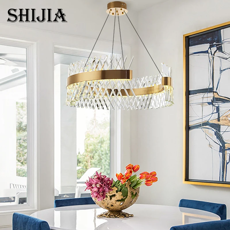 

Modern Garden Fence Design LED Semi-circular Crystal Pendant Lights for Restaurant Kitchen Decoration Lighting Fixtures