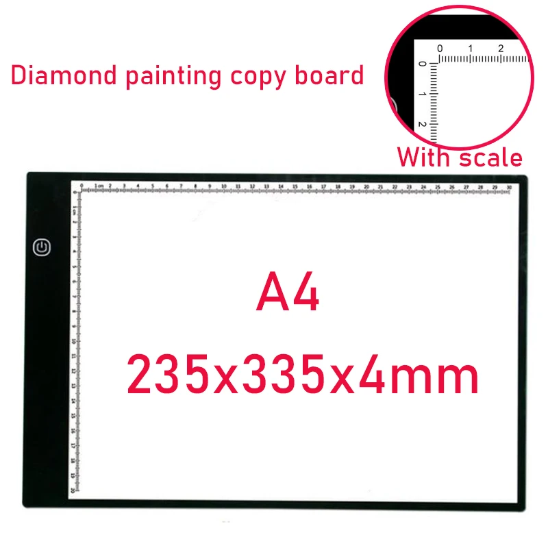 

LED Light Box A4 Drawing With scale Tablet Graphic Writing Digital Tracer Copy Pad Board for Diamond Painting Hotfix Rhinestone