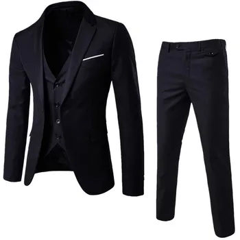 

2020 Men's Fashion Slim Suits Men's Business Casual Groomsman three-piece Suit Blazers Jacket Pants Trousers Vest Sets
