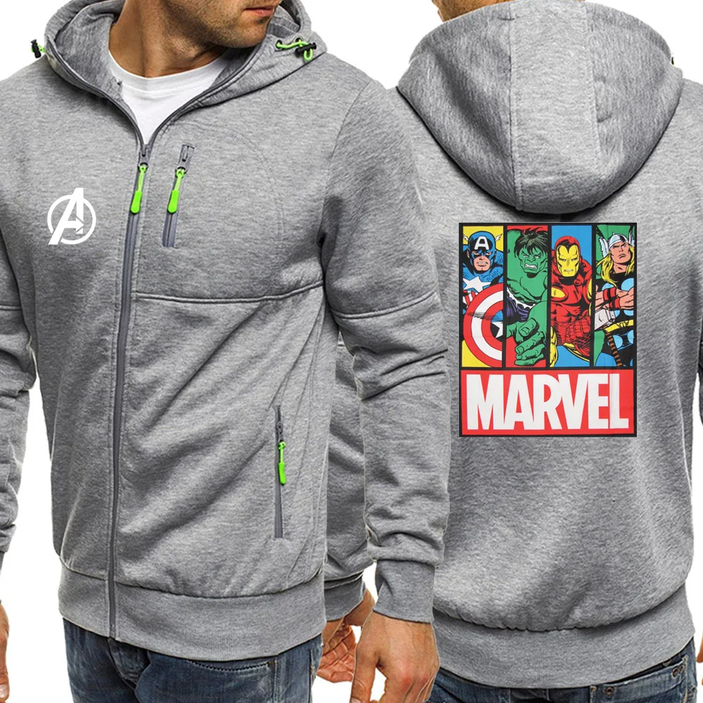 Спортивная Толстовка Marvel, мужская куртка на молнии, осень, новинка, Мстители, повседневная куртка с капюшоном, уличная одежда, флисовая толстовка, мужские куртки