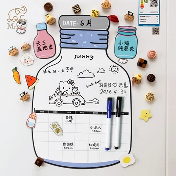 

Creative Bottle Shape Magnetic Dry Erase Calendar Fridge Sticker White Board Schedule Week Monthly Planner Time Management