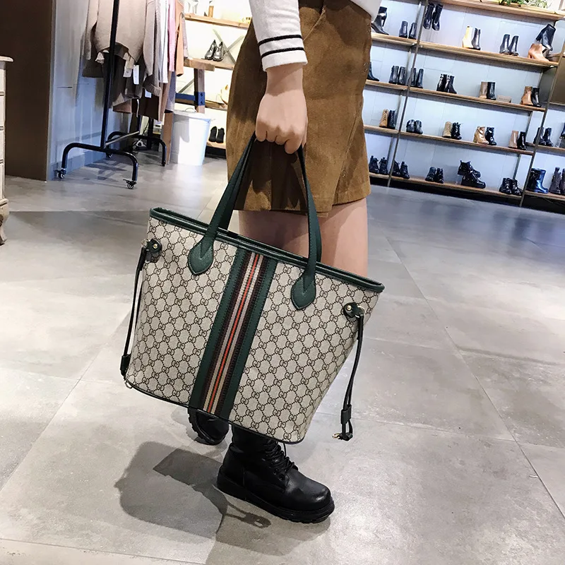 

Big Bag 2019 New Style Europe And America Fashion WOMEN'S Fashion Handbag Printed Tote Bag Women's Color Stripes Glorious Portab