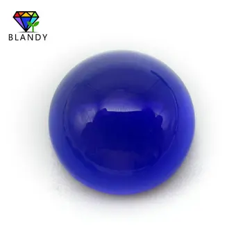 

Beautiful!! 100pcs/lot 10mm Round Shape Cabochon Cut Blue Glass Stone 8.0mm Synthetic Beads for DIY Jewelry