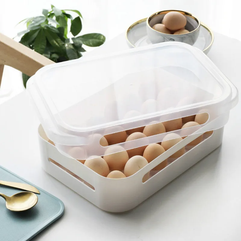 

24 Grids Egg Holder Single Layer Plastic Transparent Lid Shockproof Container Storage Box Tray for Refrigerator Cupboard fruits