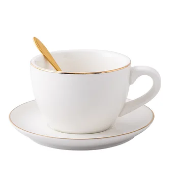 

Fun Fervent European White Luxury Porcelain Cup and Saucer Ceramics Simple Tea Sets Modern Coffee Cups Tazas Para Cafe Kitchen