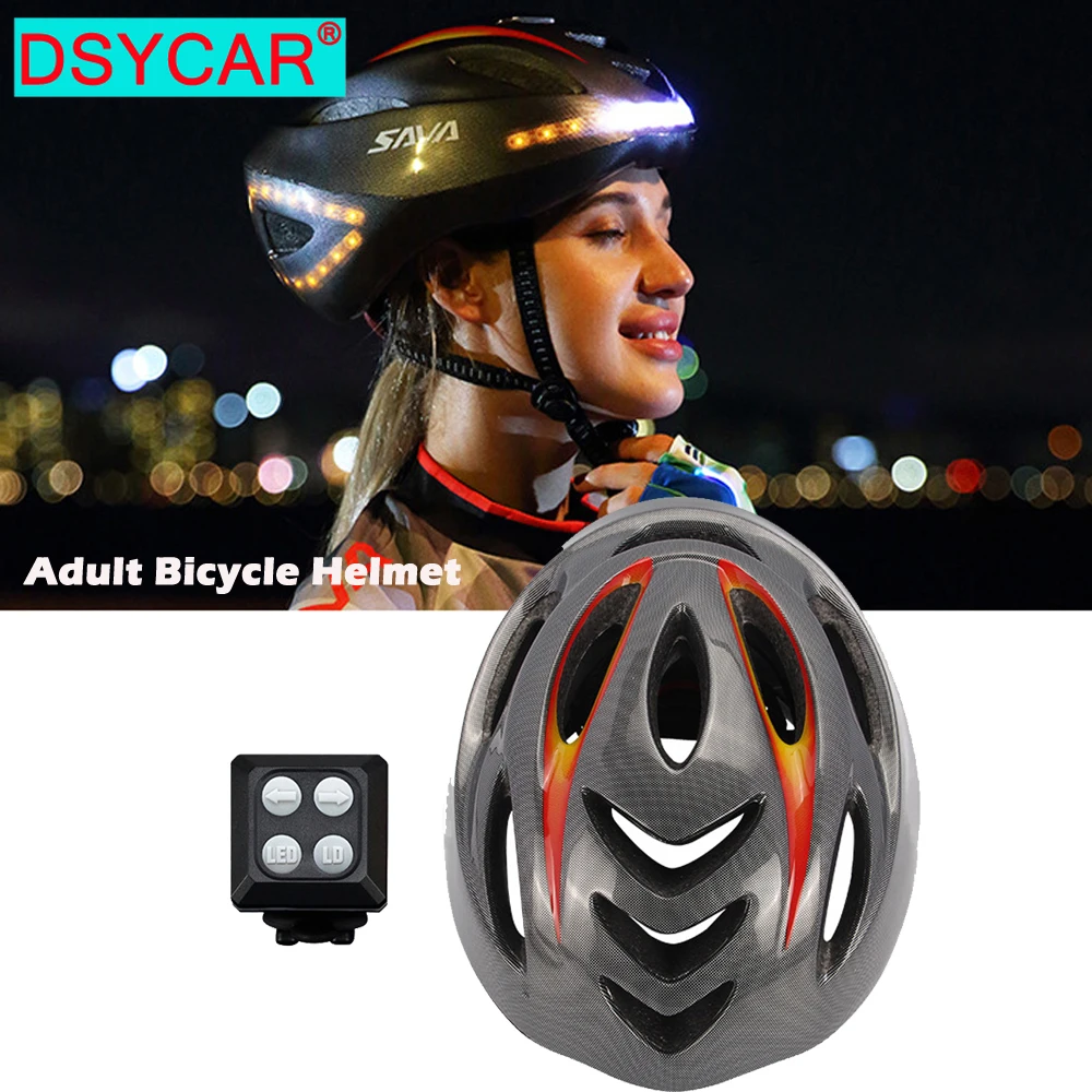 Dsycar Adult Bicycle Smart Helmet Wireless Remote Control With Rechargeable Usb Front and Back Led Light, Cycling Helmet - Helmets
