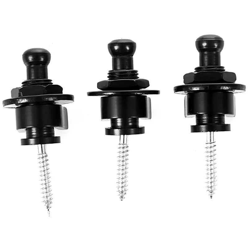 10x круглая головка гитарный Бас ремень замки Schaller-style Straplocks, черный