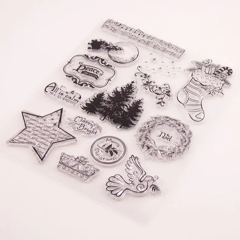 Merry Chistmas прозрачный силиконовый прозрачный штампы DIY печать для Скрапбукинг карты создание фото украшение для альбома настроения штампы