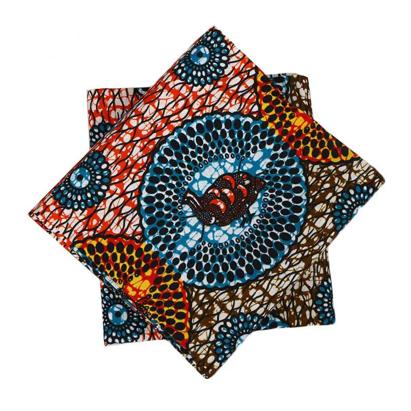 Настоящий голландский воск синий и оранжевый принт ткань африканская ткань Анкара Pagne воск