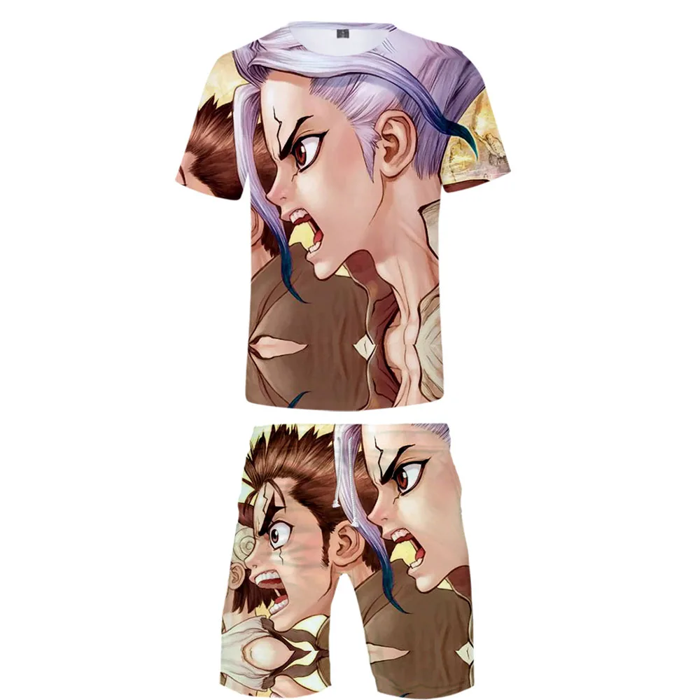 Набор футболок Dr. stone Harajuku футболка и шорты Мужская одежда уличная Harajuku шорты рукав K поп улицы горячая распродажа