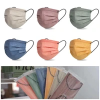 50/30/10PCs Thickened Protective Mask Pure Color Morandi Fashion Eyelashes Adult 3-layer Dust-proof and Anti-fly Wipe Face Mask 1