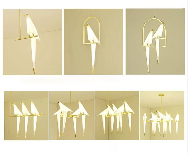 Description Picture 2 of itemNordic Pendant Light Gold Bird Cage Living Room Bedroom Origami Bird Light Kitchen Hanging Lamp Dining Room Paper House Lights