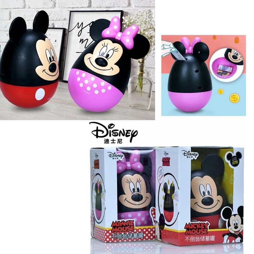 astounding  New Disney Mickey Minnie Piggy Bank Mickey Mouse Coin Box PVC Action Figure Toys for Children Gift 