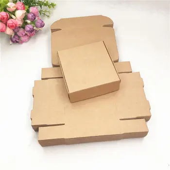 

24Pcs/Lot Brown Simple Natural Style Kraft Paper Aircraft Boxes Container Storage Personalise Boxes For Grand Joyful Holiday New