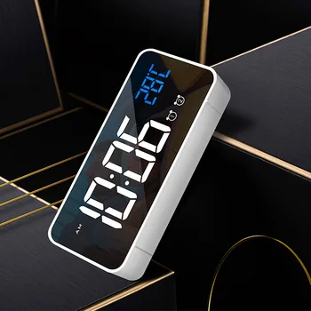 

LED Mirror Alarm Clock LED Digital Clock Voice Control Snooze Time Temperature Display Night Mode Reloj Despertador Digital