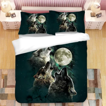 

3D Wolf bedding sets hd duvet cover sets blue luxury animal quilt cover single double full queen king good quality bedclothes