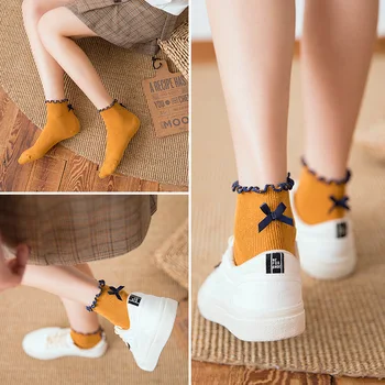 

frilly ruffle socks kawaii cute korean style women candy fashion cotton calcetines woman kobieta skarpety femme chaussettes meia