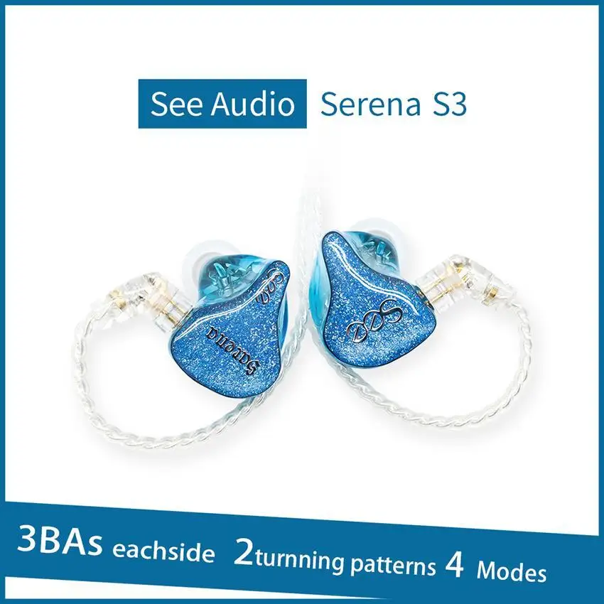 SeeAudio Serena S3 3BA Knowles Balanced Armature Tuning Customize HIFI Music Monitor DJ Studio ACG Audiophile Earbuds Earphones