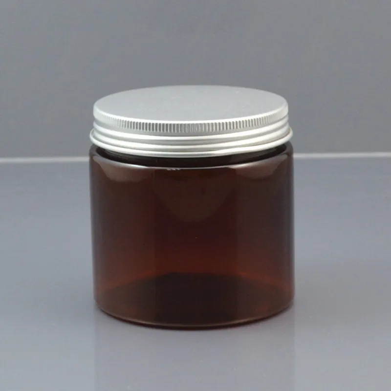 

30pcs/lot 200ml Brown Plastic Cosmetic Jar PET Serum Bottle Aluminum Cap 200g Thread Cream Container Factory Wholesale 200HJYJ