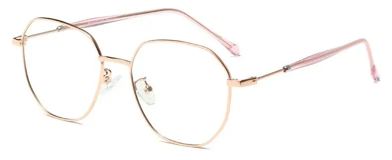 Round Blue Light Glasses UV400 Compute Glasses Fashion Eyeglasses Women Men Spectacle Frames Photochromism Gray Lens - Цвет оправы: gold clear