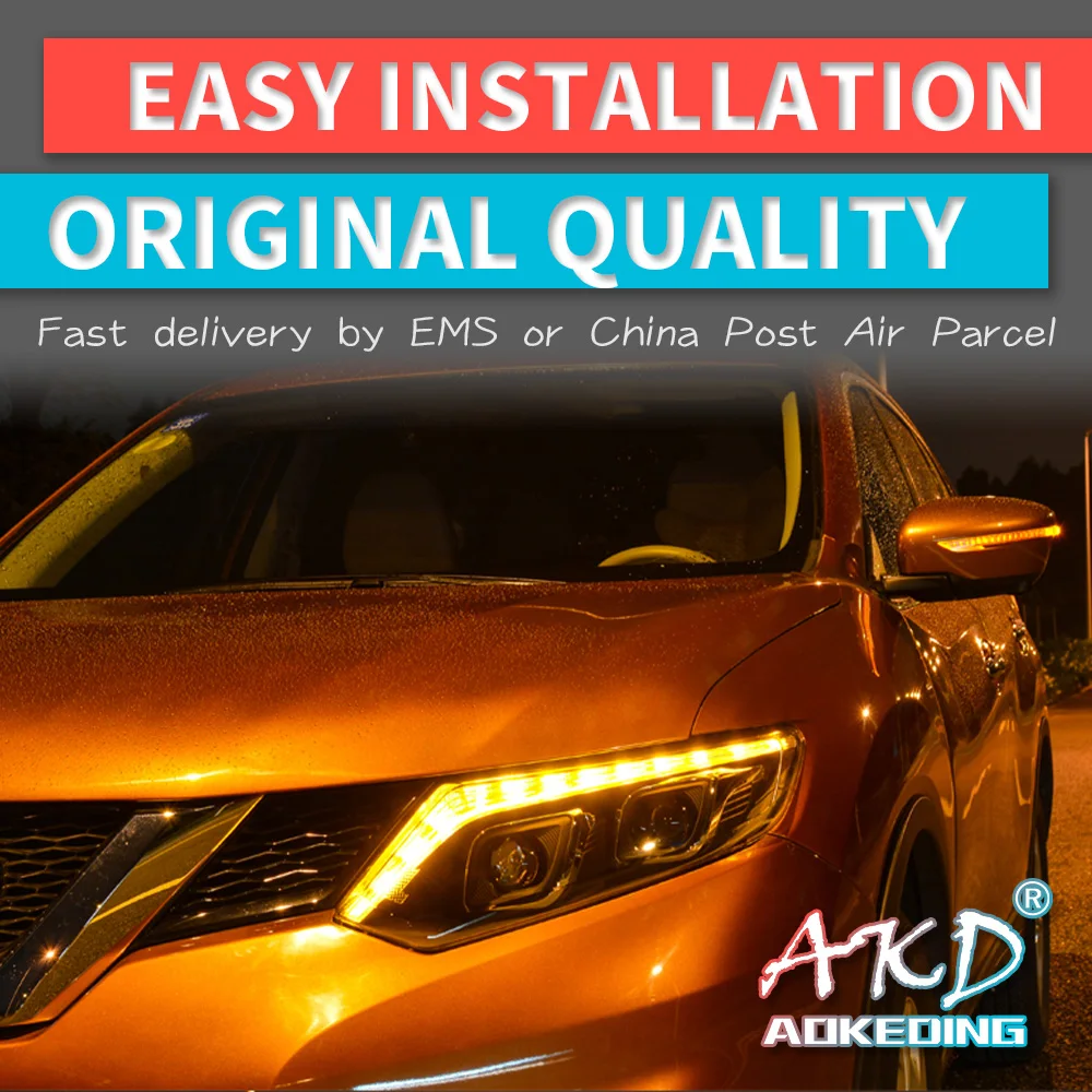AKD тюнинг автомобильных фар для Nissan X Trail Xtrail 2014 светодиодные фары DRL ходовые огни Bi