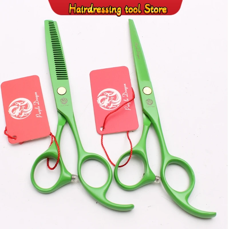 

6.0" 17.5cm Purple Dragon Hairdressing Scissors Haircuts Green Thinning Scissors Cutting Shears Professional Hair Scissors Z1023