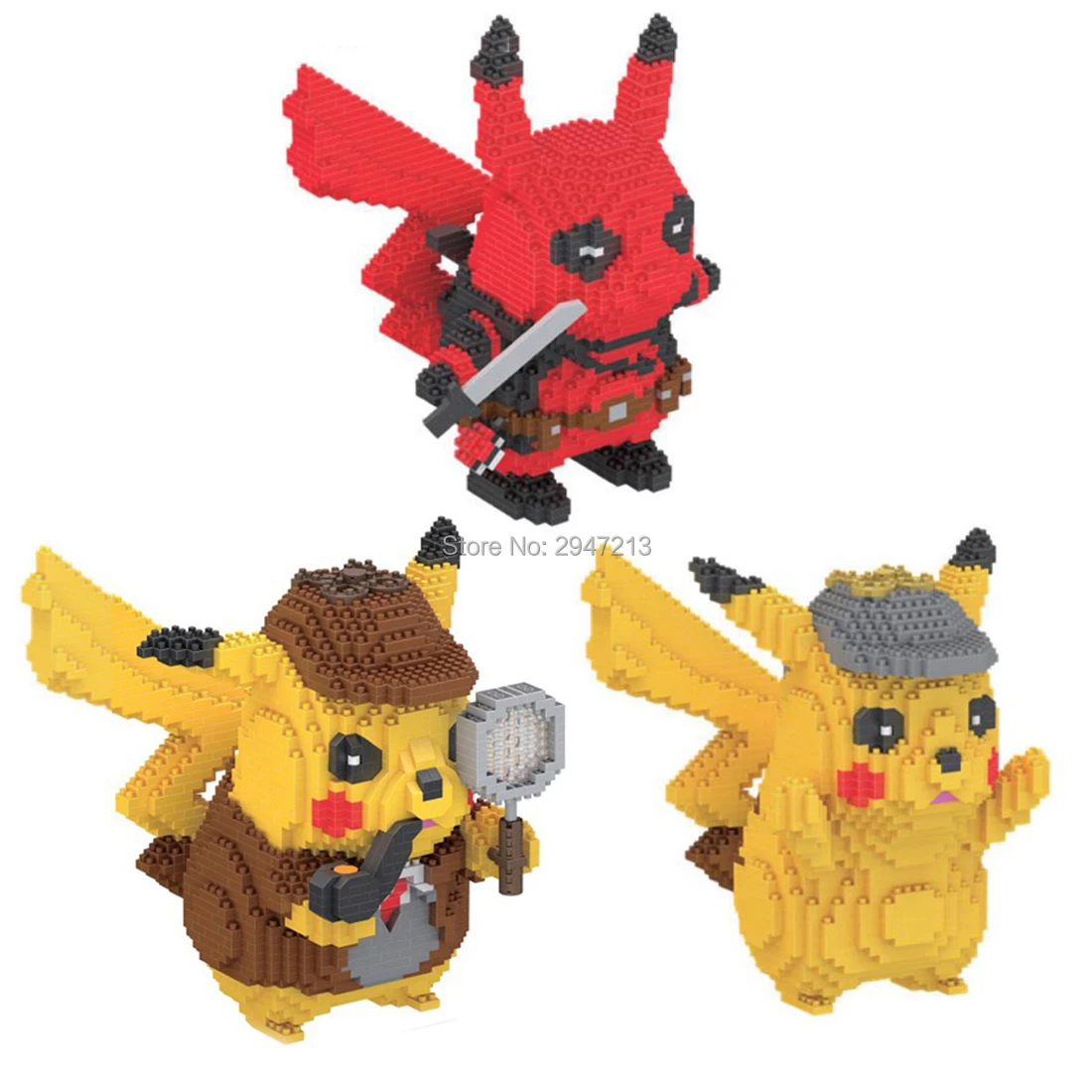 

hot LegoINGlys creators classic Japan Anime marvel Deadpool poke monsters Detective Pikachus model mini micro diamond block toys