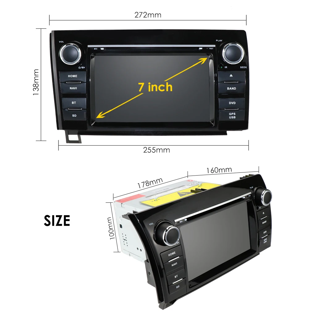 Perfect Android 9.0 2din  QuadCore2GB RAM 32GB SD 16GB ROM Car DVD Player for Toyota Tundra Sequoia Radio Stereo GPS Navigation system 5