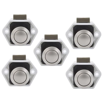 

5Pack Push Button Latch Lock 15-27mm Catch Door Knobs White for Cabinet Cupboard Door Knob Boat Horsebox Camper Van