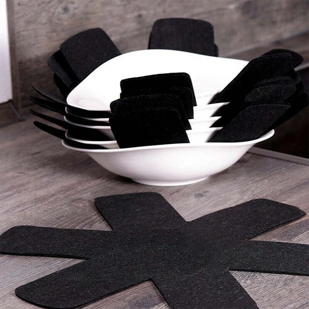 3 5 8pcs Reusable Kitchen Home Anti Scratch Non-woven Separate Placemat Pan Protector Pot Holder Table Heatproof Divider Pad