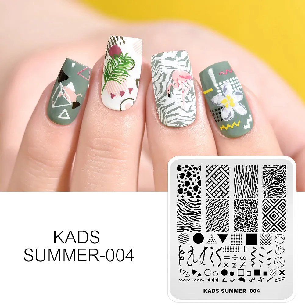 Summer 004 KADS шаблон для ногтей Летняя серия изображения для ногтей штамповка пластины трафареты для ногтей маникюр пластины для ногтей дизайн для печати - Цвет: Summer 004