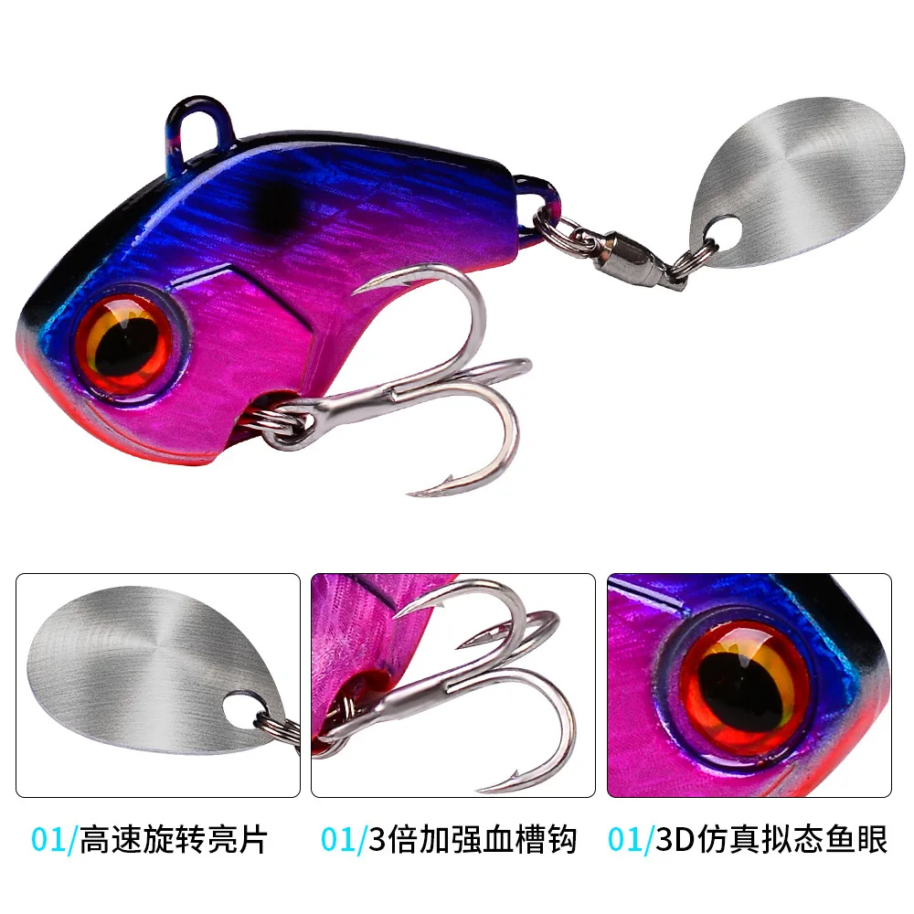 Fishing Lures Wobble Rotating Metal VIB vibration Bait For Pike Bass Trout Treble Hook Artificial Hard Baits Spinner Spoon Lure
