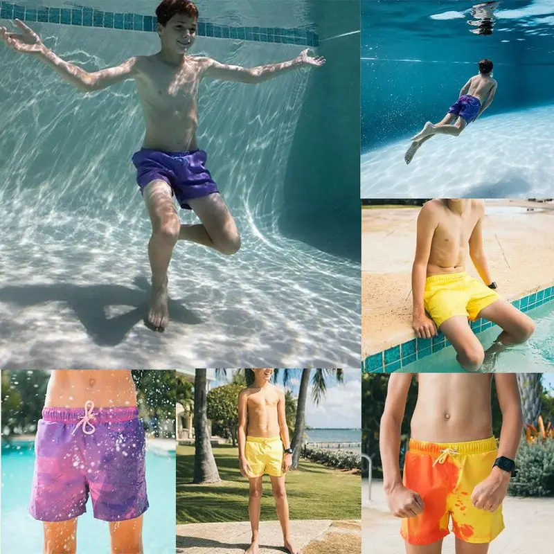 Men's beach shorts, water color change, beach pants color sh swimming trunks, large size temperature quick change dry, sens E9G3 5