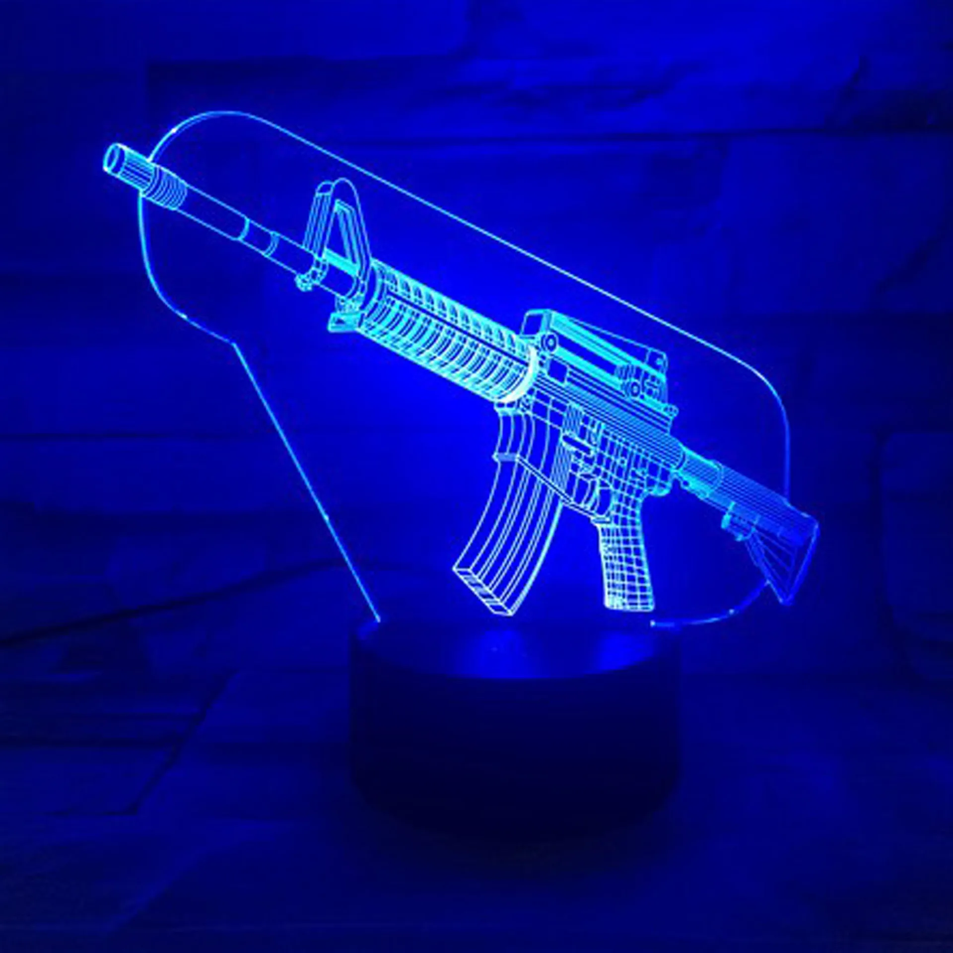 

Electricity Supplier AliExpress Machine Gun 3D Colorful Light Remote Control Touch LED Night Light Stereo 3D Lamp Gift Small Tab