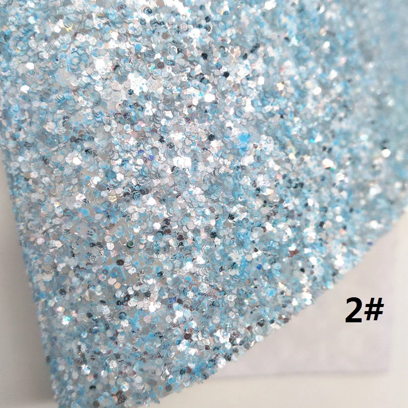 BLUE Glitter Fabirc, Litchi Faux Leather Fabric, Synthetic Leather Fabric Sheets For Bow A4 8"x11"Twinkling Ming XM423 - Цвет: 2