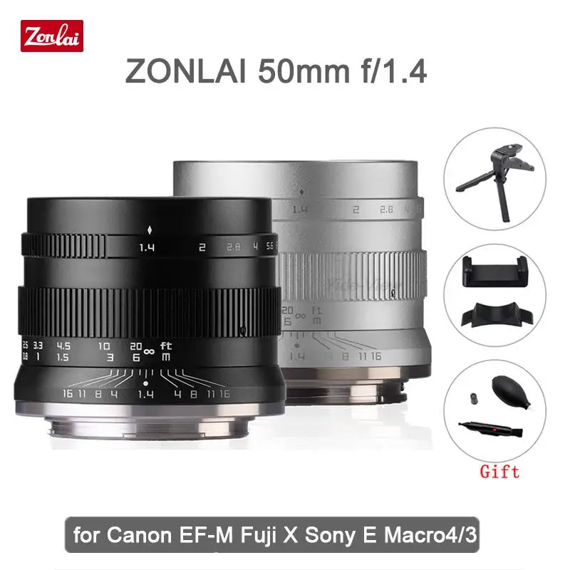 

Zonlai 50mm F1.4 Manual Prime Lens for Canon EF-M Fuji Sony E-mount Micro 4/3 a6400 X-T3 X-T4 XS-10 X-E3 X-A2 Mirrorless Camera