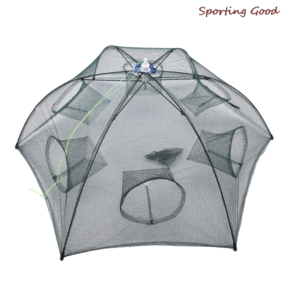 Folded Hexagon 6 Hole Automatic Fishing Shrimp Trap Fishing Net Fish Shrimp Minnow Crab Baits Cast Mesh Trap