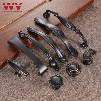 WV Black Red Ancient Cabinet Handle Modern Antique Pulls Kitchen Cabinet Wardrobe Door Handles American Cabinet Mini Knobs 6083