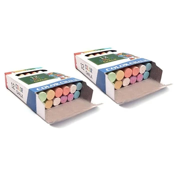 

24PCS/2 BOX Nontoxic Chalk 6-Color Washable Art Play for Kid and Adult, Paint on School Classroom Chalkboard