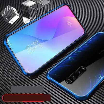 Чехол с двойным стеклом для Xiaomi mi 9 T/mi 9T Red mi K20 Pro Чехол из закаленного стекла защитный чехол с полным покрытием для mi 9 mi 9 8 Se A3 Lite - Цвет: blue