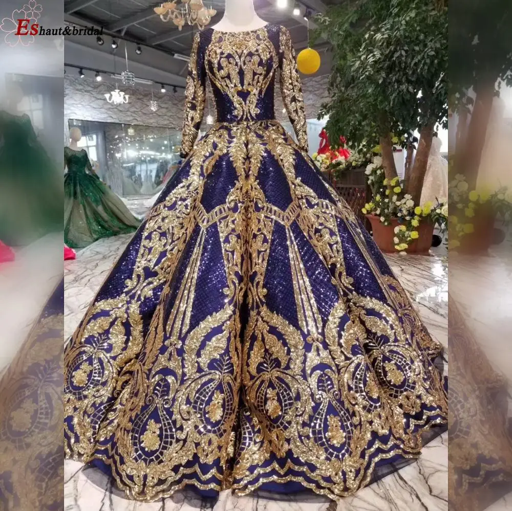 Пышное Платье Quinceanera для женщин 2020 с длинными рукавами блестками круглым вырезом