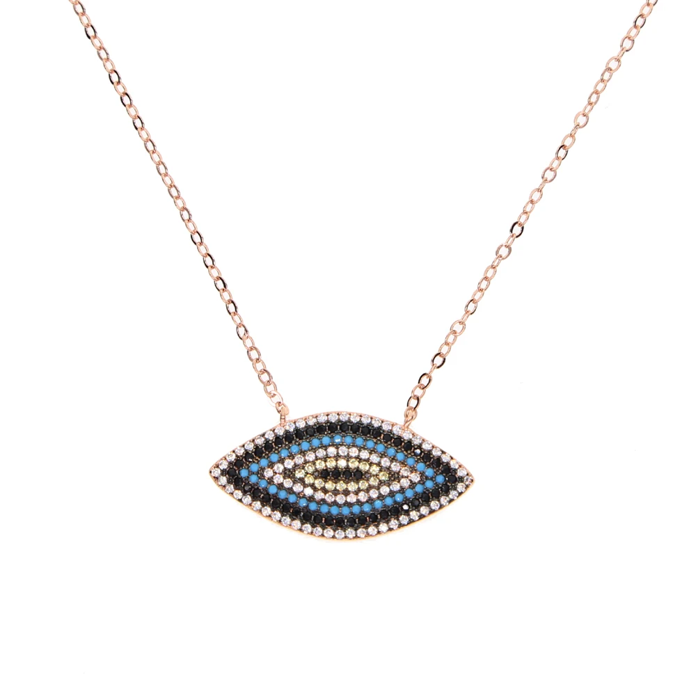 Rushed Collier Maxi Necklace Bijoux Turkey Jewelry Micro Pave Zirconia Evil Eye Charm Chain For Women Wedding Accessories | Украшения и