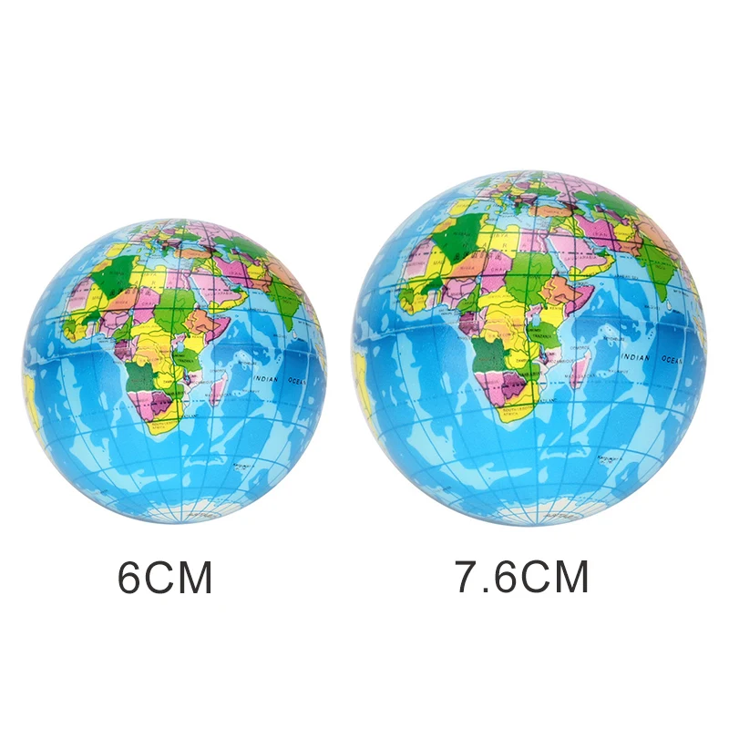 60-76mm  Stress Relief World Map Foam Ball Atlas Globe Palm Ball Planet Earth Ball Toys for Kids Girls boys LS 0110