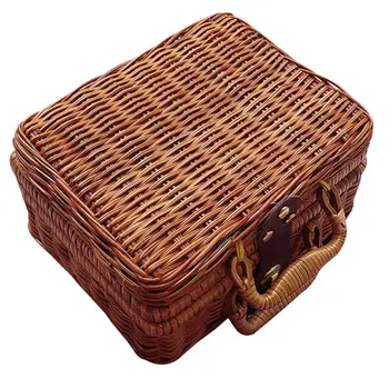 

THINKTHENDO Handmade Travel Picnic Bamboo Mini Rattan Suitcase Woven Fruit Cosmetic Food box Size S/M/L