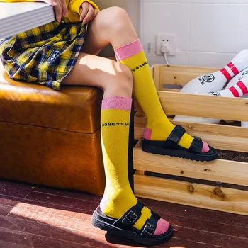 

Japanese Harajuku Gold Silver Silk Long Calf Socks Creative Crew Shiny Socks Women Divertidos College Style Skarpetki Sokken